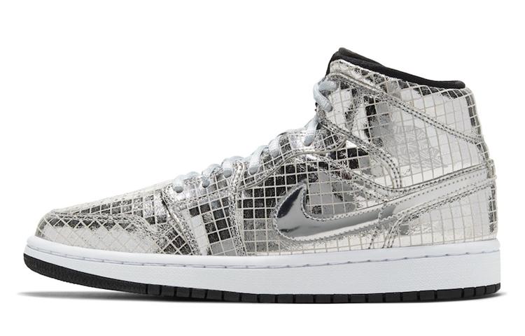 Jordan 1 Mid SE Disco Metallic Silver Women's