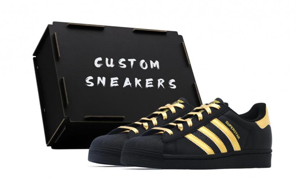 Adidas Originals SUPERSTAR Black Gold Slip-Resistant Low-Top Skateboard Shoes Unisex Black Gold