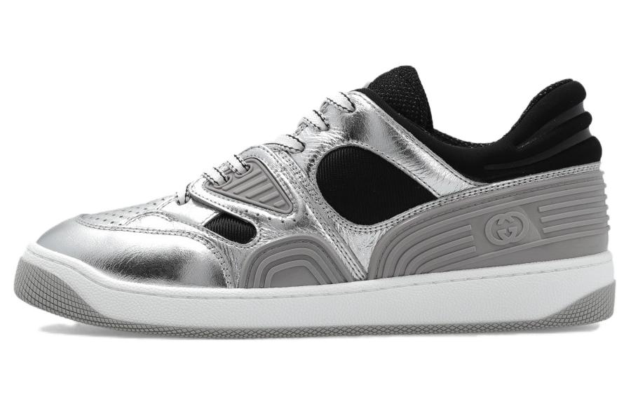 GUCCI Basket Metallic-leather Sneakers