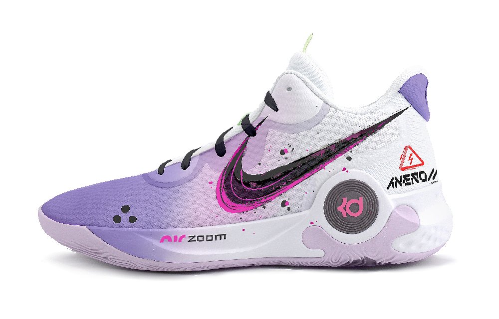 Nike KD Trey 5 IX Cyberpunk Abrasion Resistant Mid Top Vintage Basketball Shoes Unisex Purple Pink