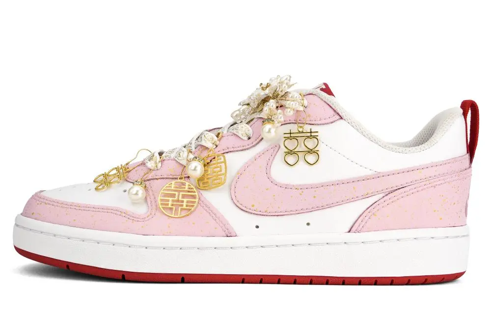 Nike Court Borough 2 Wedding Shoes Abrasion Resistant Low top Skateboard Shoes Women's Pink