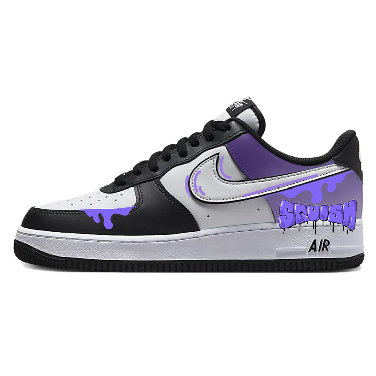 Nike Air Force 1 Anti-Slip And Wear-Resistant Lightweight Low-Top Skateboard Shoes Unisex Black White Purple