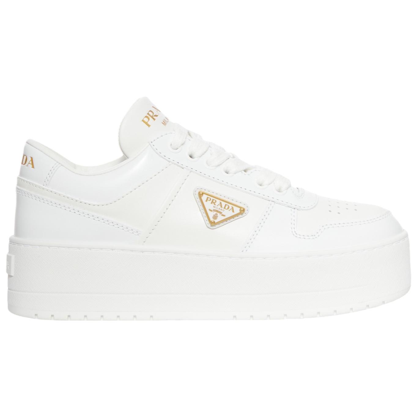 PRADA Downtown Bold Height Increasing Platform Shoes Low top Skateboard Shoes Women's White