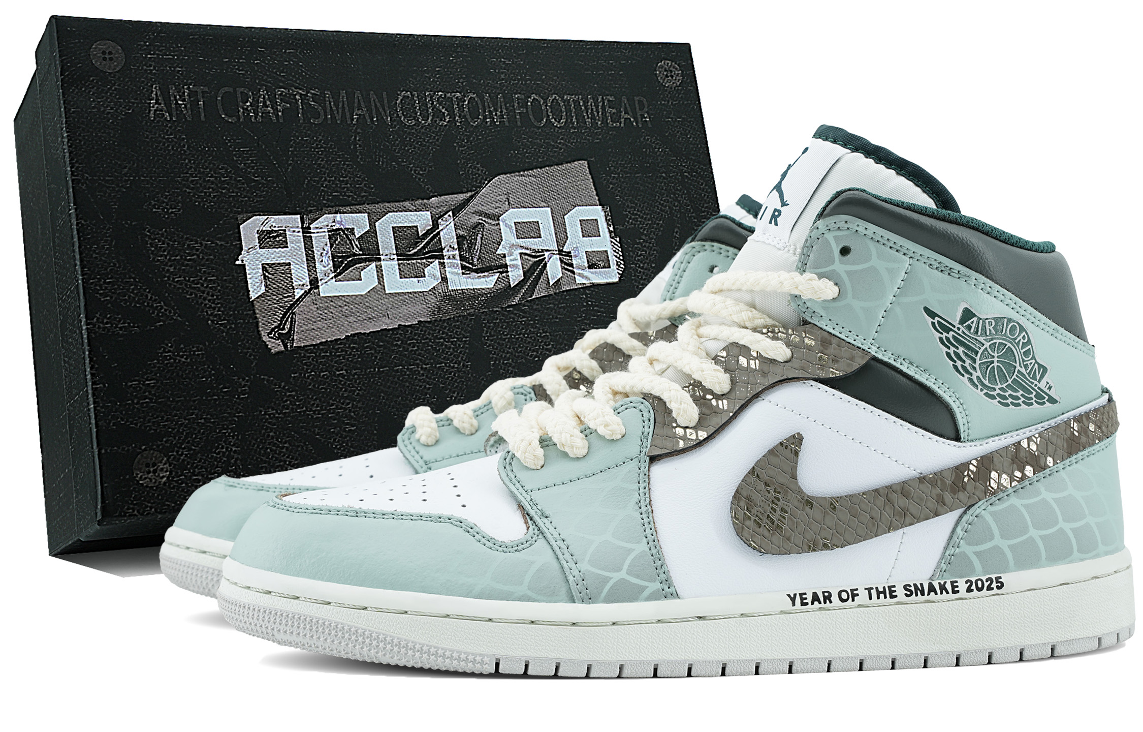 Jordan Air Jordan 1 Cushioning Wear-Resistant Mid-Top Vintage Basketball Shoes Men's White Green
