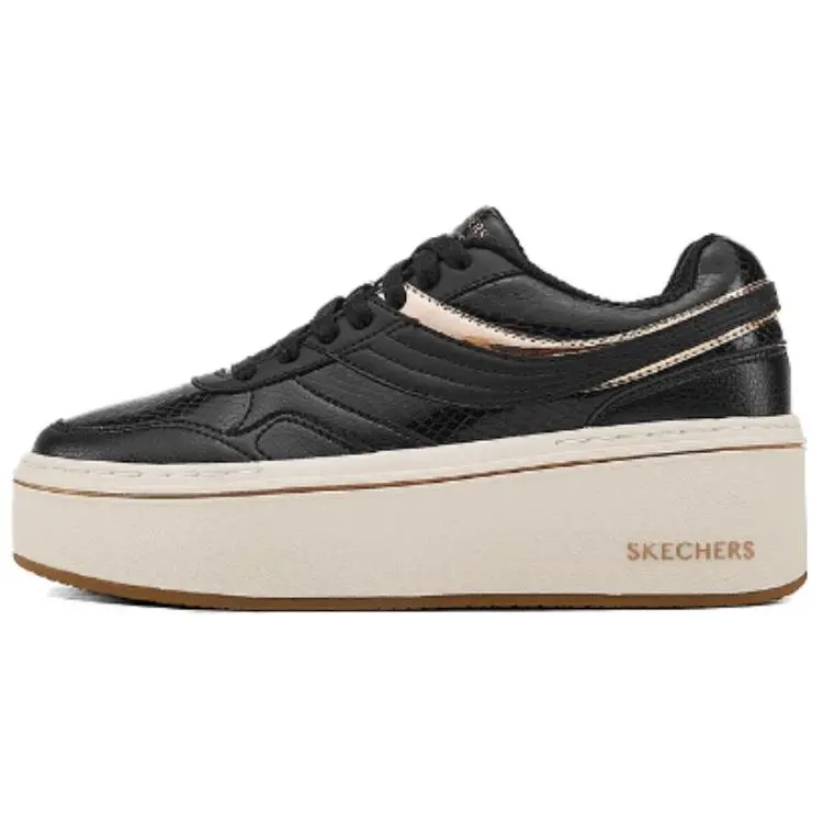 Skechers Court Classics Low Top Skateboard Shoes Women's Black Gold