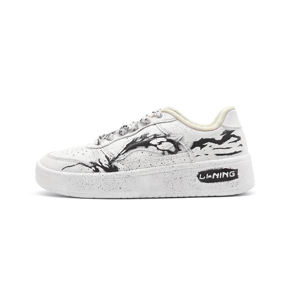 LiNing Pontoon Boats Lightweight Breathable Height Increasing Low Top Skateboard Shoes Unisex White Black