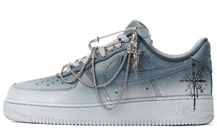 Nike Air Force 1 Slip-Resistant Cushioning Wear-Resistant Low-Top Skateboard Shoes Men's Gray White
