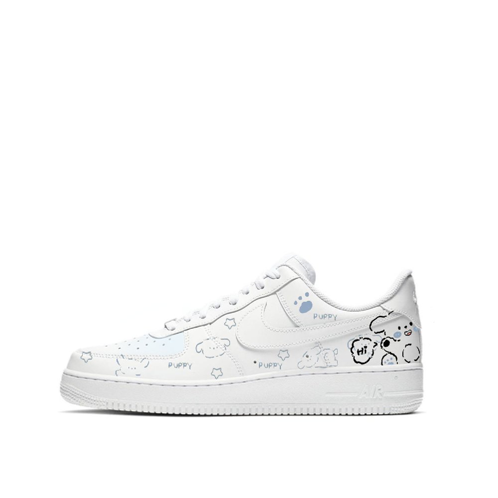 Nike Air Force 1 Wear-Resistant Low-Top Skateboard Shoes Unisex White Blue