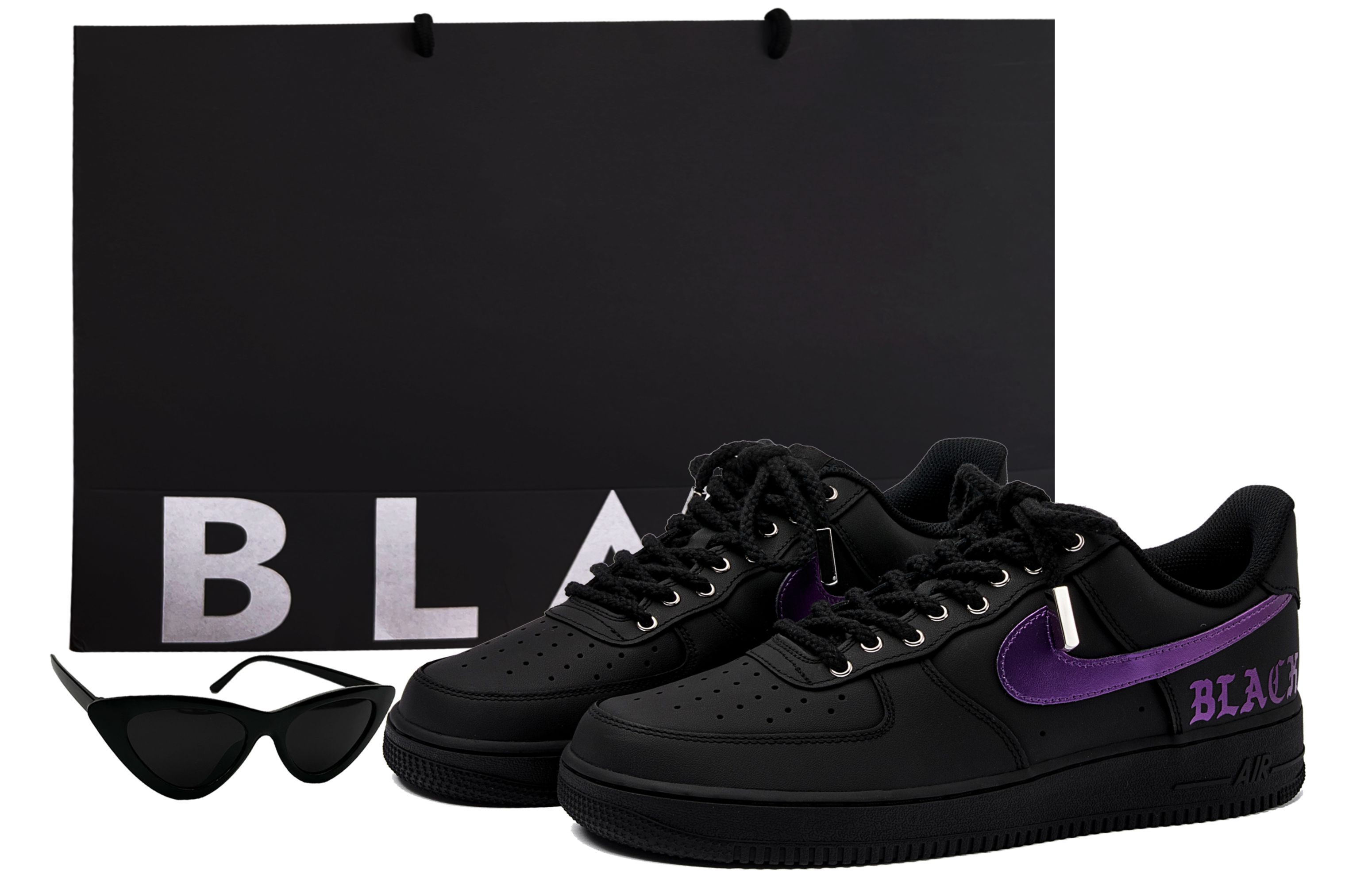 Nike Air Force 1 Low top Skateboard Shoes Unisex Black Purple