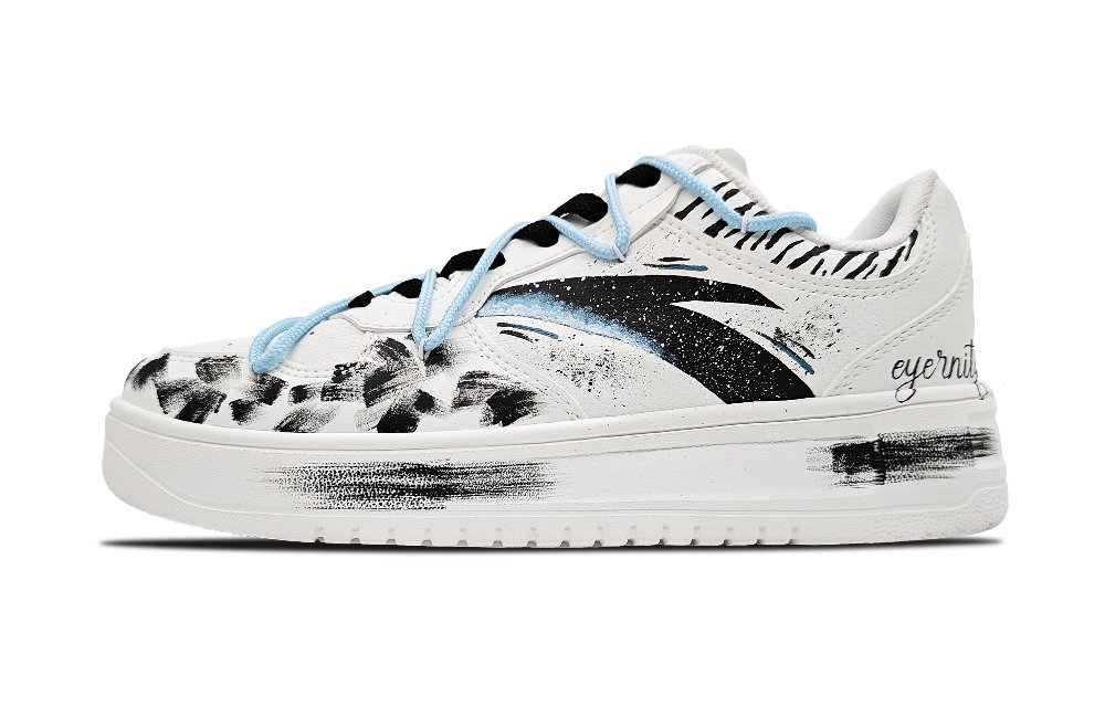 Anta Slip-Resistant Cushioning Wear-Resistant Low-Top Skateboard Shoes Men's White Black Blue
