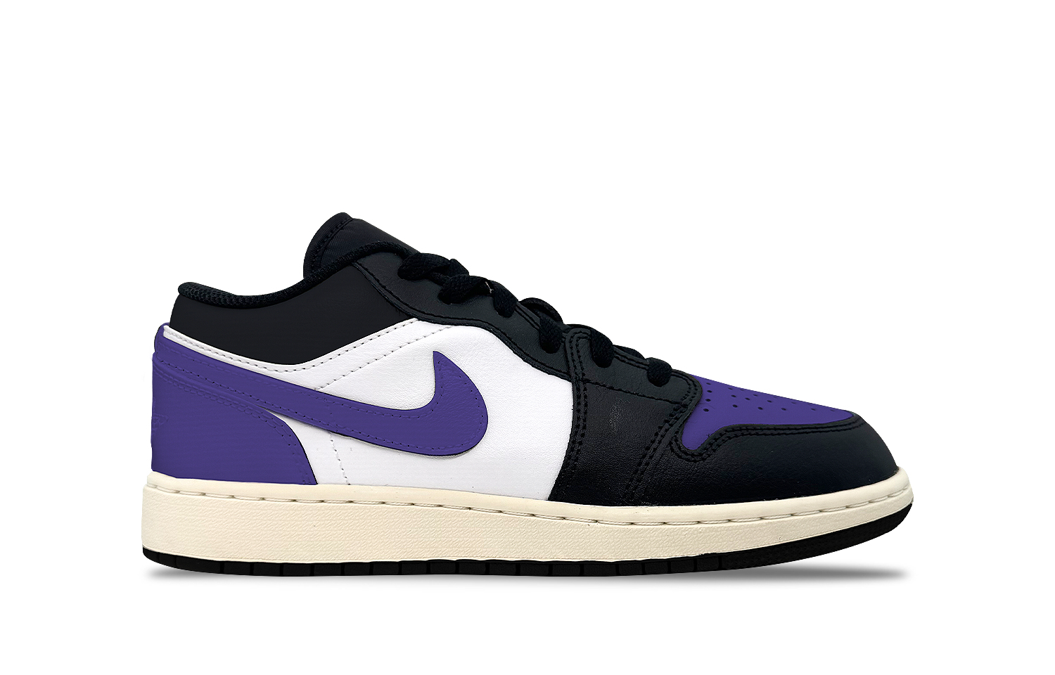 Jordan Air Jordan 1 Abrasion Resistant Low top Vintage Basketball Shoes Unisex Purple Black