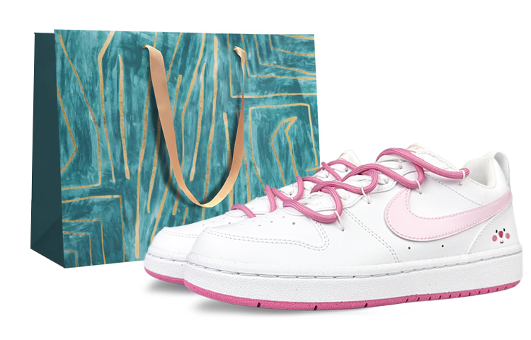 Nike Court Borough Anti-Slip Wear-Resistant Low-Top Skateboard Shoes Women's Pink White