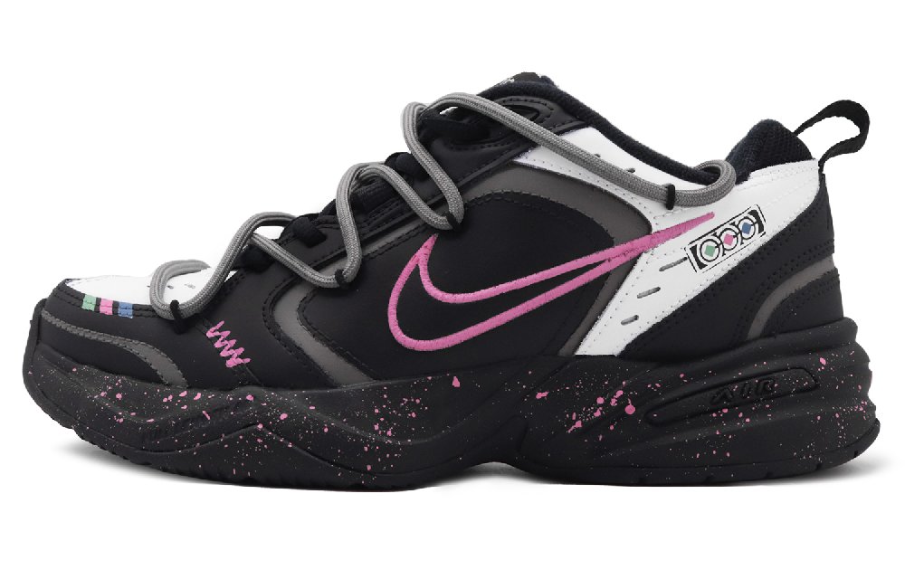 Nike Air Monarch 4 Illusory Moonfield Anti Slip Wear Resistant Low Top Chunky Sneakers Unisex Black Pink