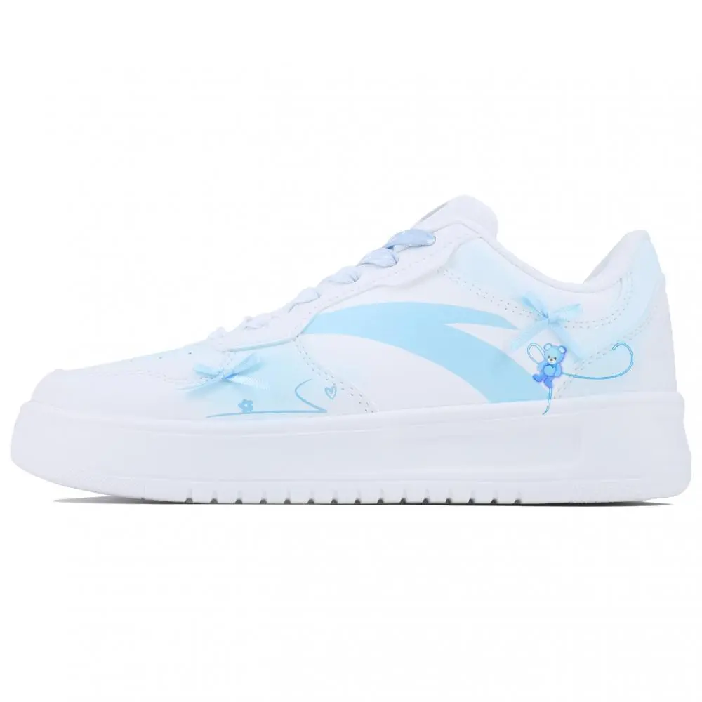 Anta Relaxed Slip Resistant, Abrasion Resistant, Lightweight Low top Skateboard Shoes Women's White Blue
