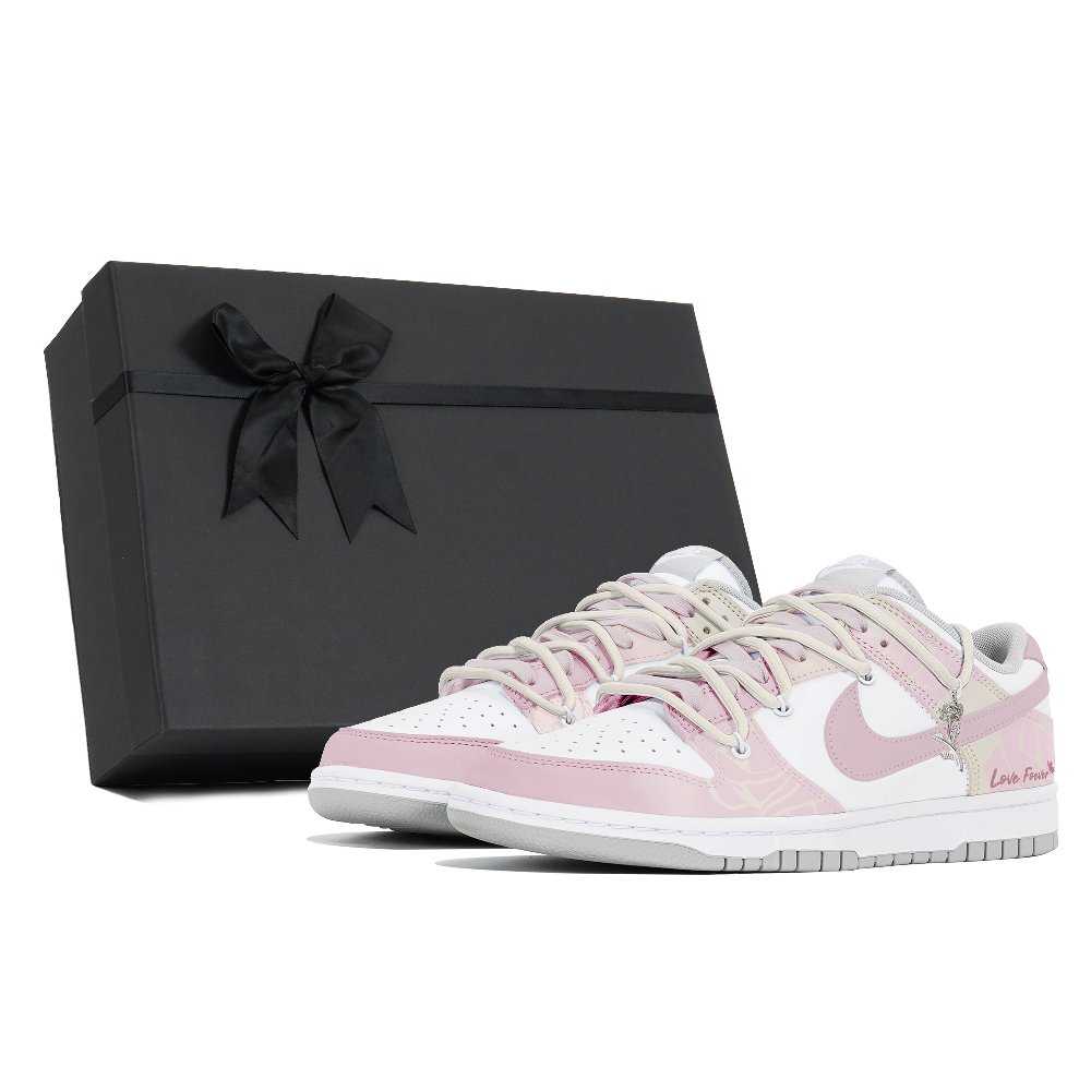 Nike Dunk Dust Collection Slip Resistant, Abrasion Resistant, Lightweight Low Top Skateboard Shoes Unisex White Pink