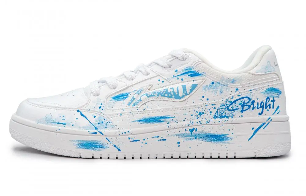 LiNing Tianji Wear-Resistant Lightweight Height Increasing Low-Top Skateboard Shoes Unisex White Blue