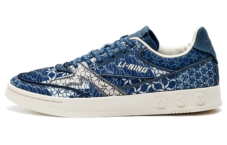 LiNing Blue Series Slip Resistant Cushioning Abrasion Resistant Lightweight Low Top Skateboard Shoes Men's Strait Blue