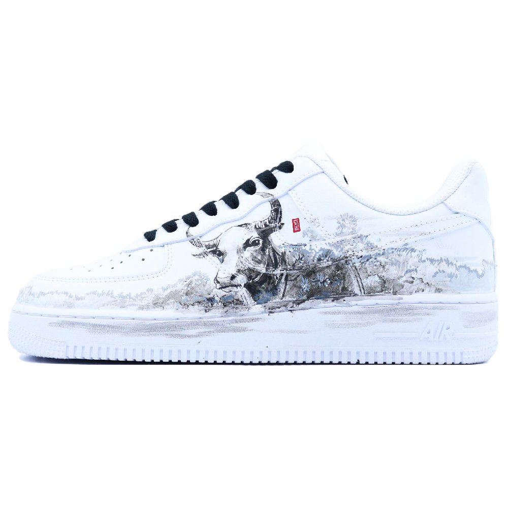 Nike Air Force 1 Anti-Slip Wear-Resistant Low-Top Skateboard Shoes Unisex White Black