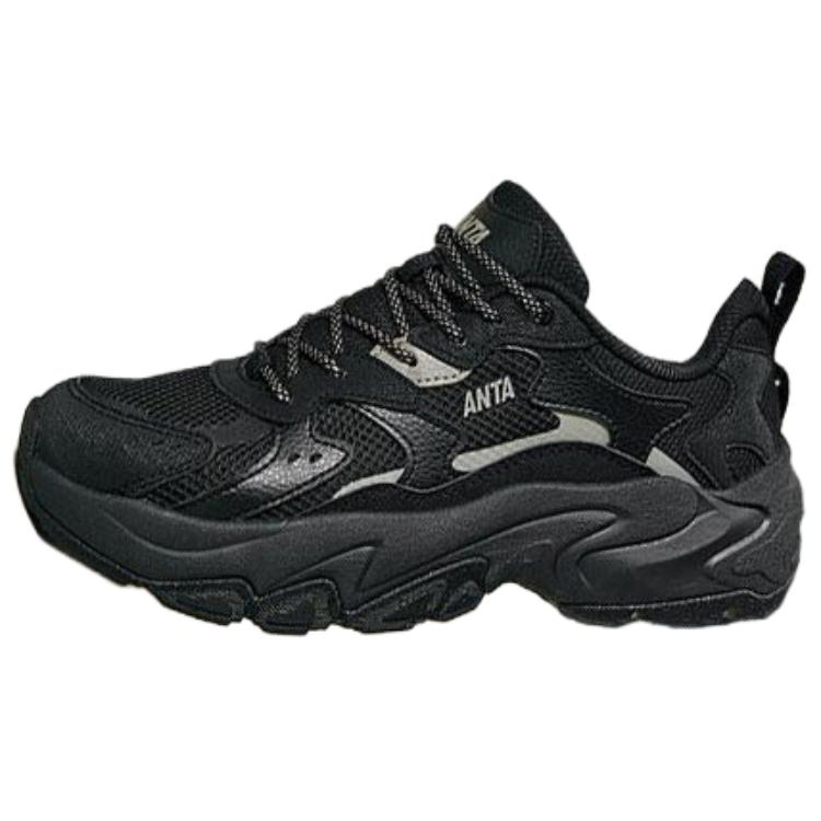 Anta Starry Sea Shock Absorbers Slip Resistant Breathable Low Top Chunky Sneakers Women's Basic Black Recycling Gray