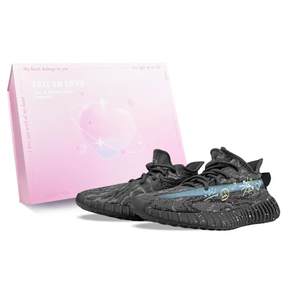 Adidas Originals Yeezy Boost 350 V2 Abrasion Resistant Low top Casual Shoes Unisex Black Blue