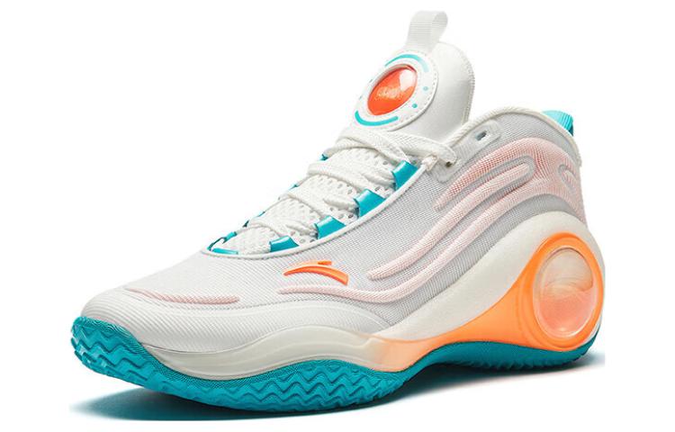 Anta Cement Bubble 4.0 Anti-Slip Wear-Resistant Mid-Top Basketball Shoes Men's Blue White