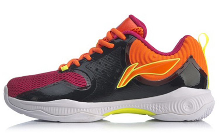 LiNing Battle Halberd TD Rebound Cushioning Breathable Wear-Resistant Low-Top Badminton Shoes Women's Neon Orange