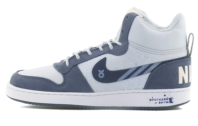 Nike Court Borough High-Top Skateboard Shoes Women's Gray Blue Pink