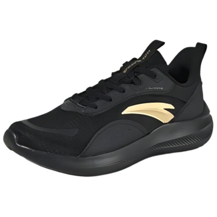 Anta Cushioned Slip-Resistant Low-Top Running Shoes Men's Black Gold