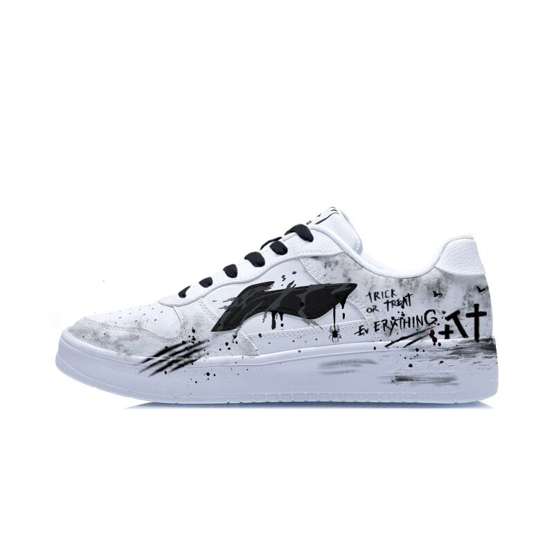 LiNing Pontoon Boats Wear resistant And Lightweight Low Top Skateboard Shoes Men's Black White