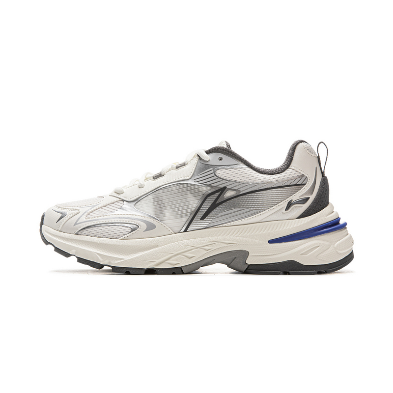 LiNing Shock Absorbers Slip Resistant Abrasion Resistant Low Top Chunky Sneakers Men's White Silver