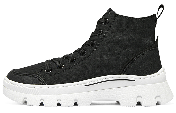 Skechers Roadies Anti Slip Wear Resistant Breathable Lightweight Cushioning High Top Canvas Shoes Women's Black
