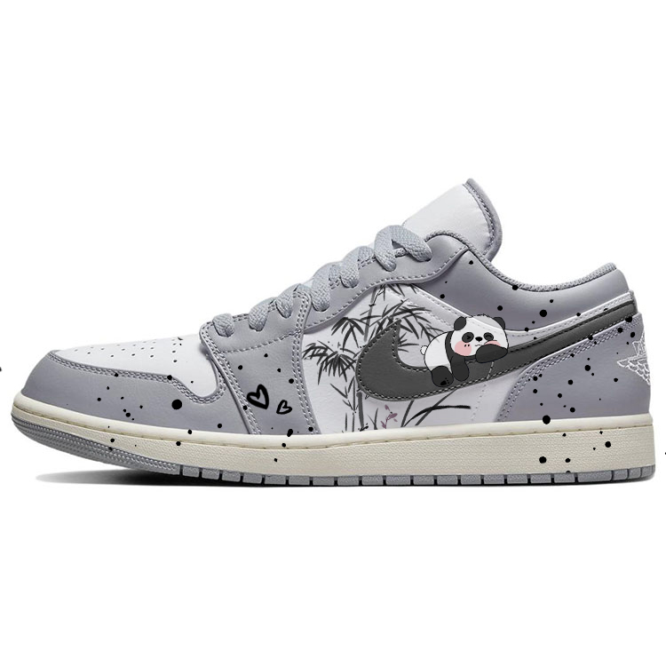 Jordan Air Jordan 1 Anti-Slip Wear-Resistant Low-Top Vintage Basketball Shoes Men's Gray White