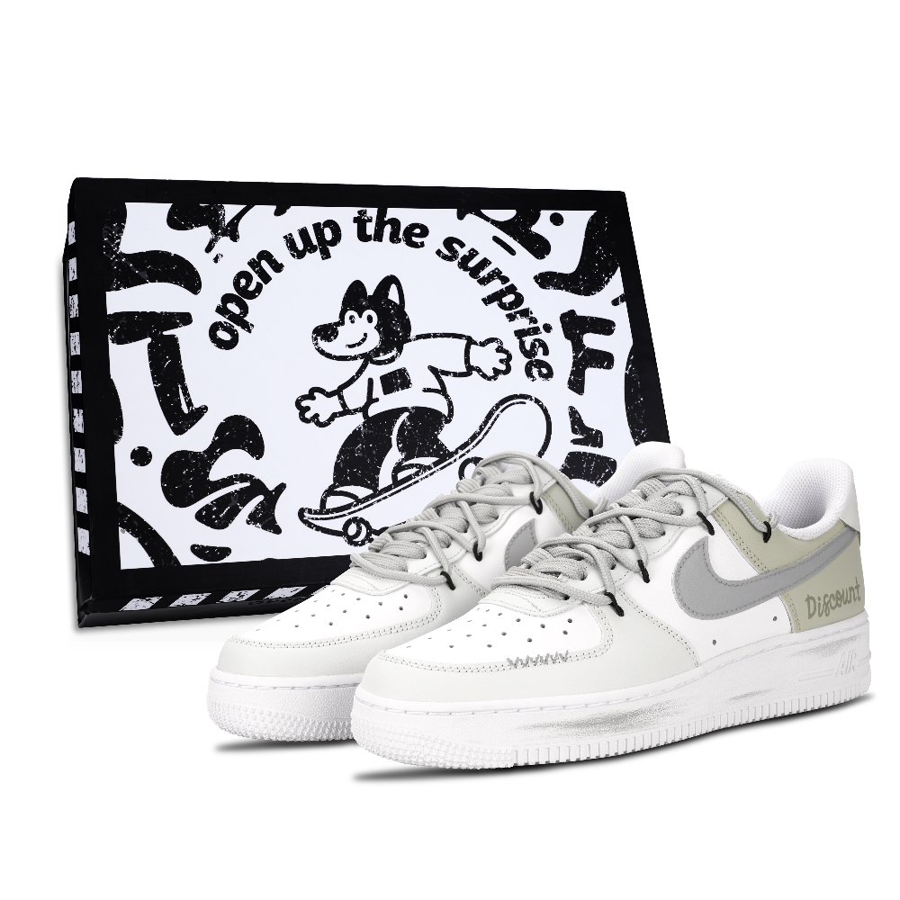 Nike Air Force 1 Air Force 1, Graffiti Street Abrasion Resistant Low Top Skateboard Shoes Unisex Yellow Green