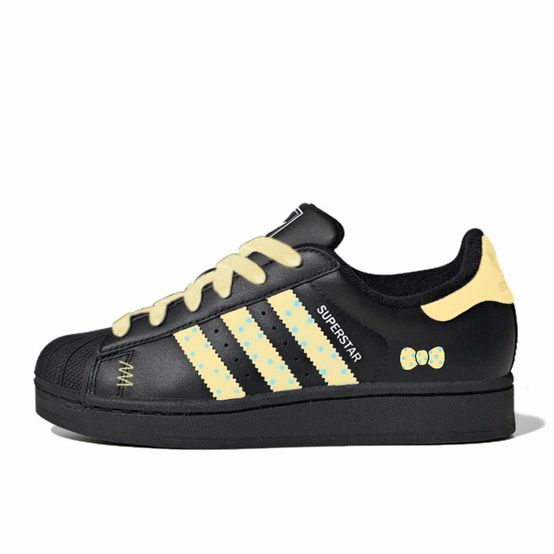 Adidas Originals Superstar 2 Skateboard Shoes Women's Low top Black Yellow