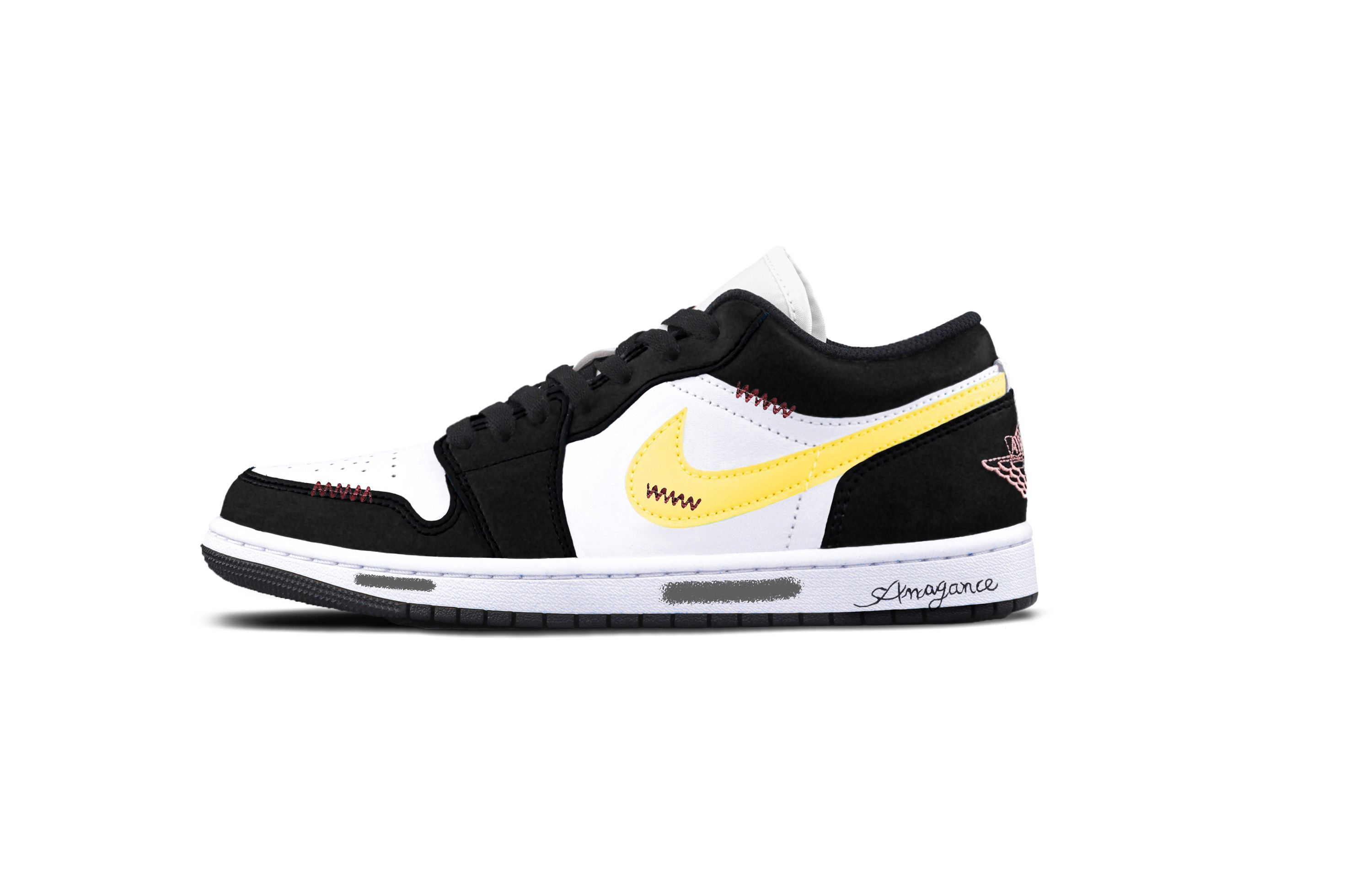 Jordan Air Jordan 1 Gold Mocha Cushioning, Wear Resistant Low top Vintage Basketball Shoes Unisex Black White Yellow