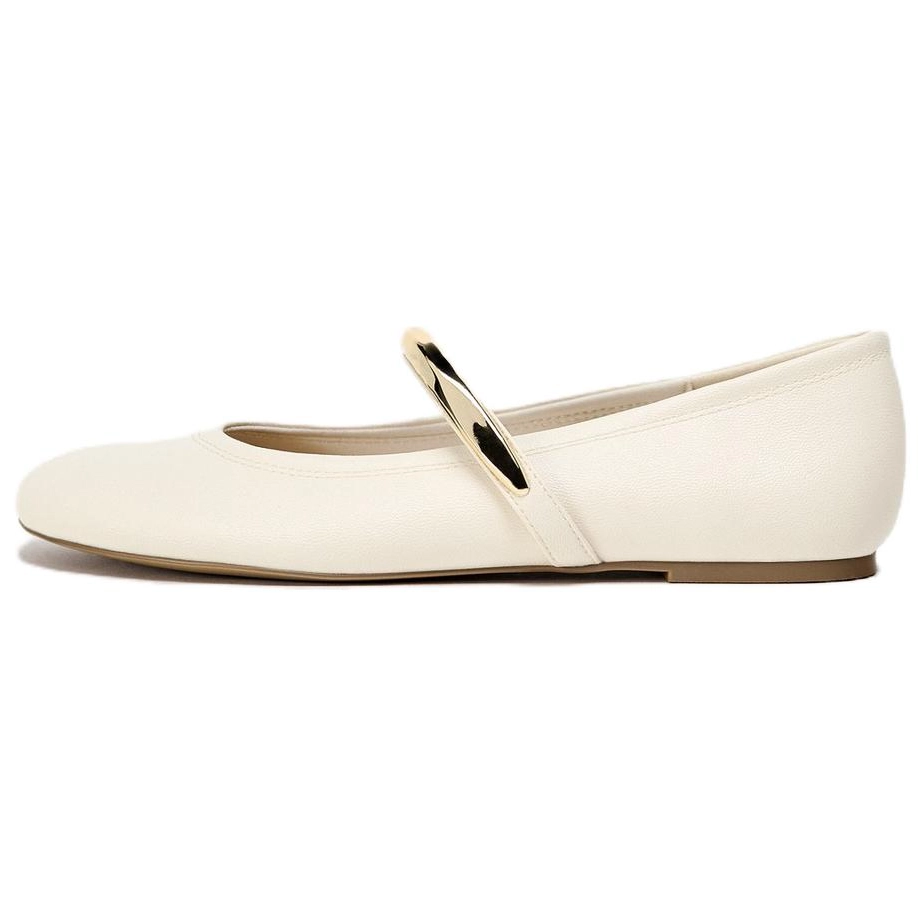 ZARA Flat Mary Jane Shoes 0.5cm Women's White