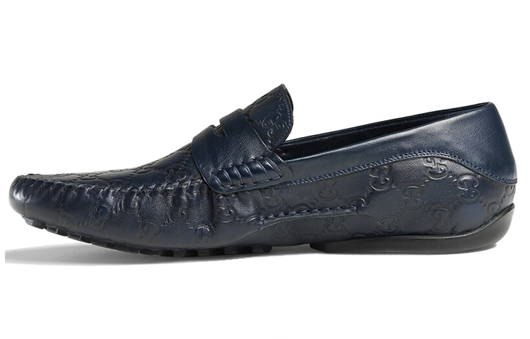 GUCCI Penny Slip On Loafers 'Navy Blue Leather'
