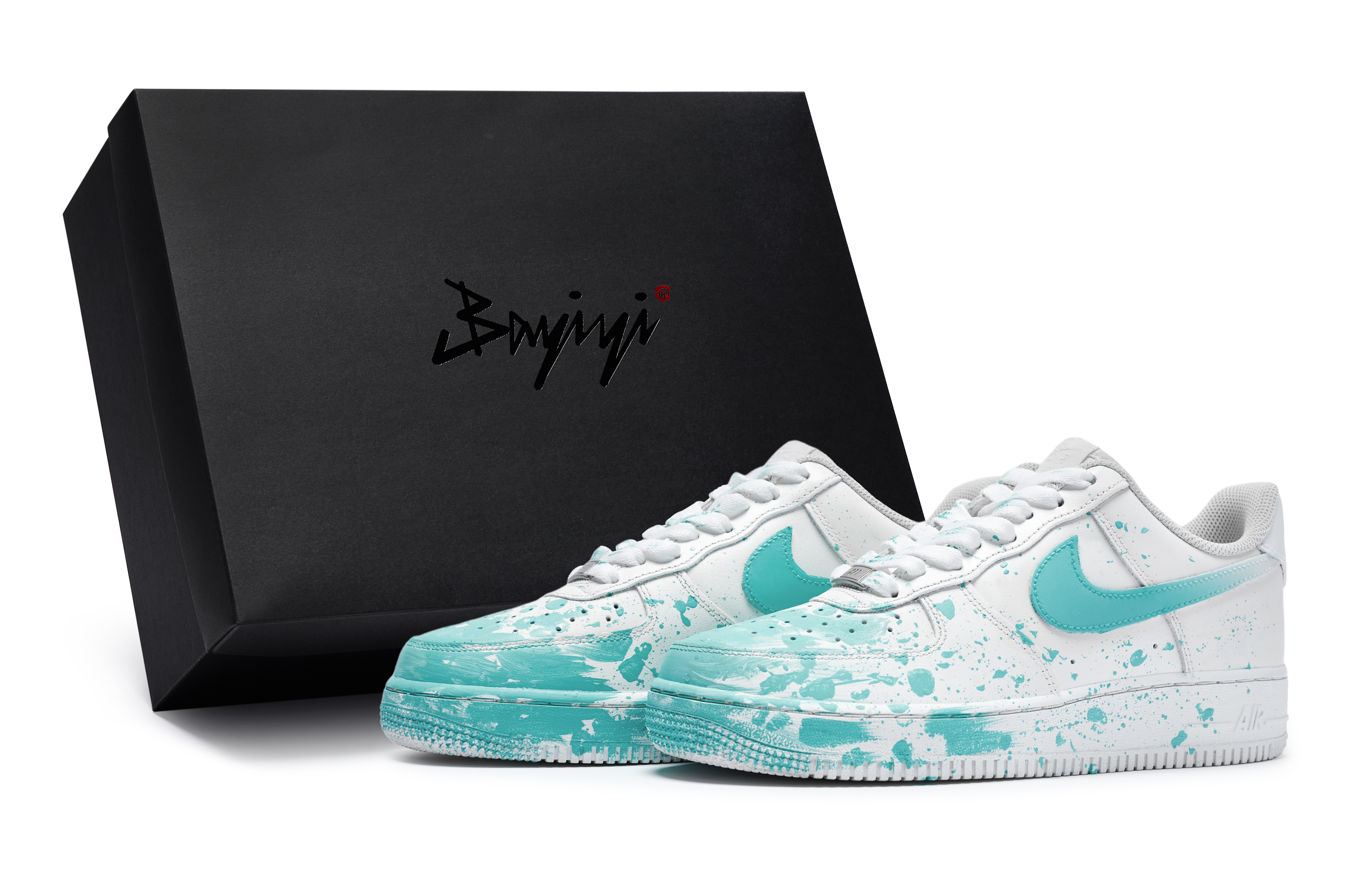 Nike Air Force 1 811 Manufacture Oil Painting On Site Special Shoe Box Low-Top Skateboard Shoes Men's White Green