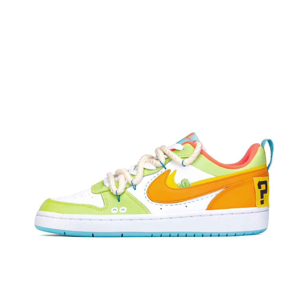 Nike Court Borough Slip Resistant Lightweight Waterproof Low Top Skateboard Shoes GS White Green Orange