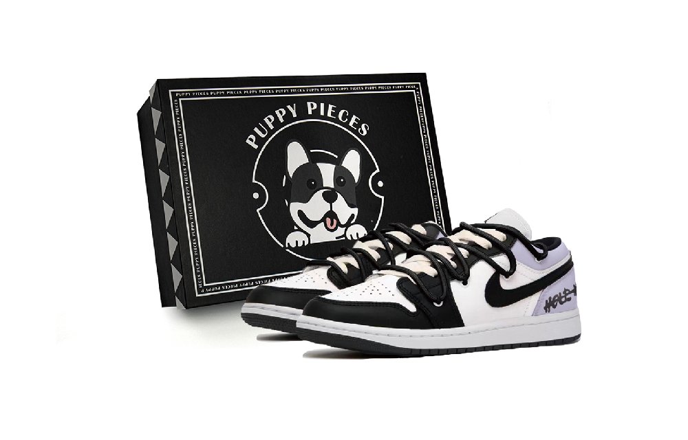 JORDAN Air JORDAN 1 Vintage Basketball Shoes Women's Low Top Black/White/Purple