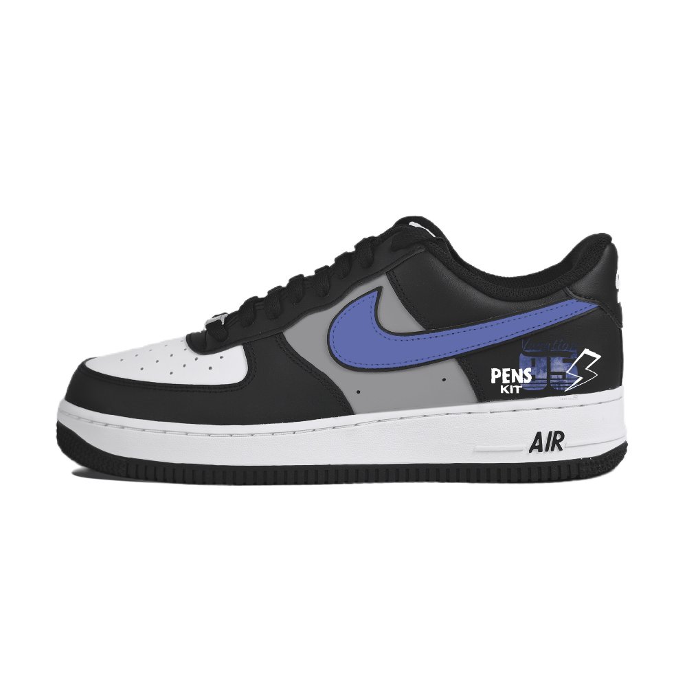 Nike Air Force 1 Abrasion Resistant Low Top Skateboard Shoes Unisex Black Blue
