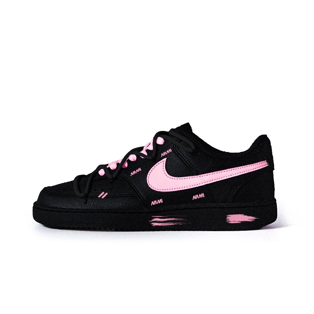 Nike Court Vision Anti Slip Wear Resistant Low Top Skateboard Shoes Unisex Black Pink