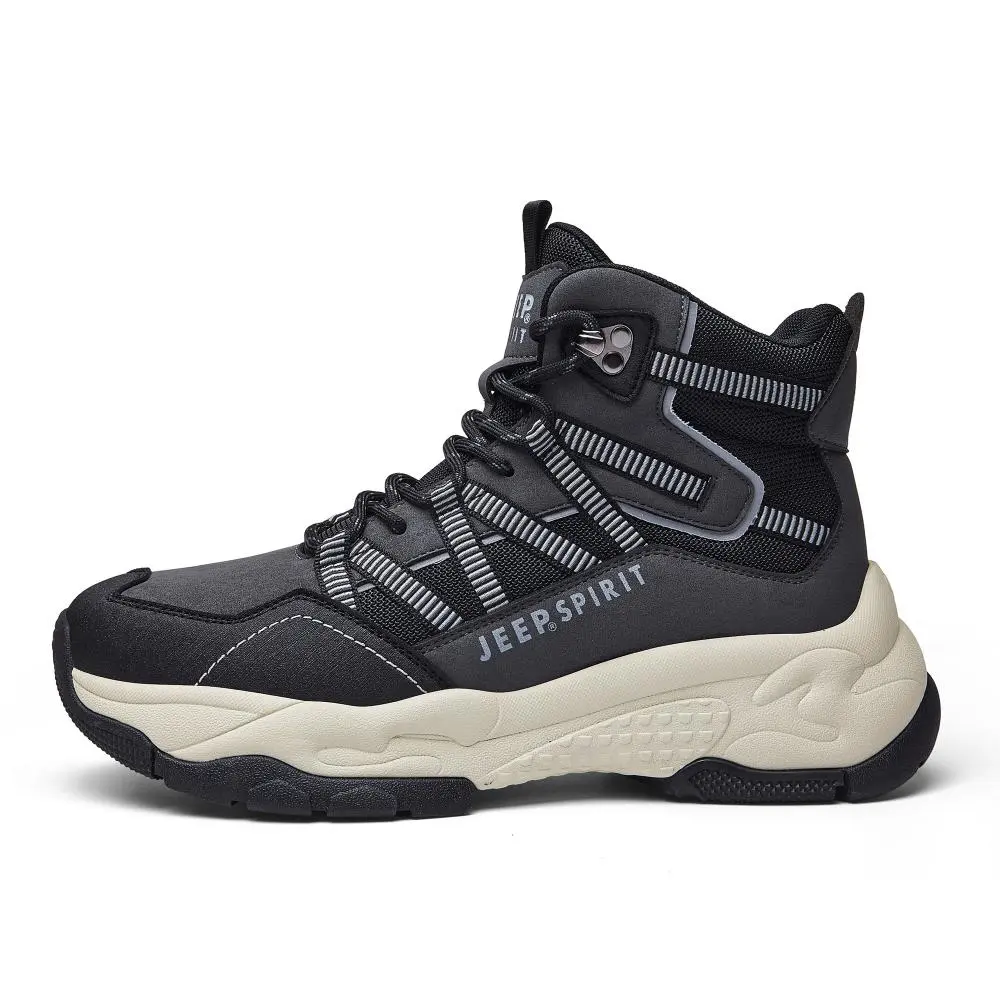 JEEP SPIRIT Cushioning Abrasion Resistant Coverage Lightweight Thermal Mat High top Outdoor Shoes Men's Graphite Black