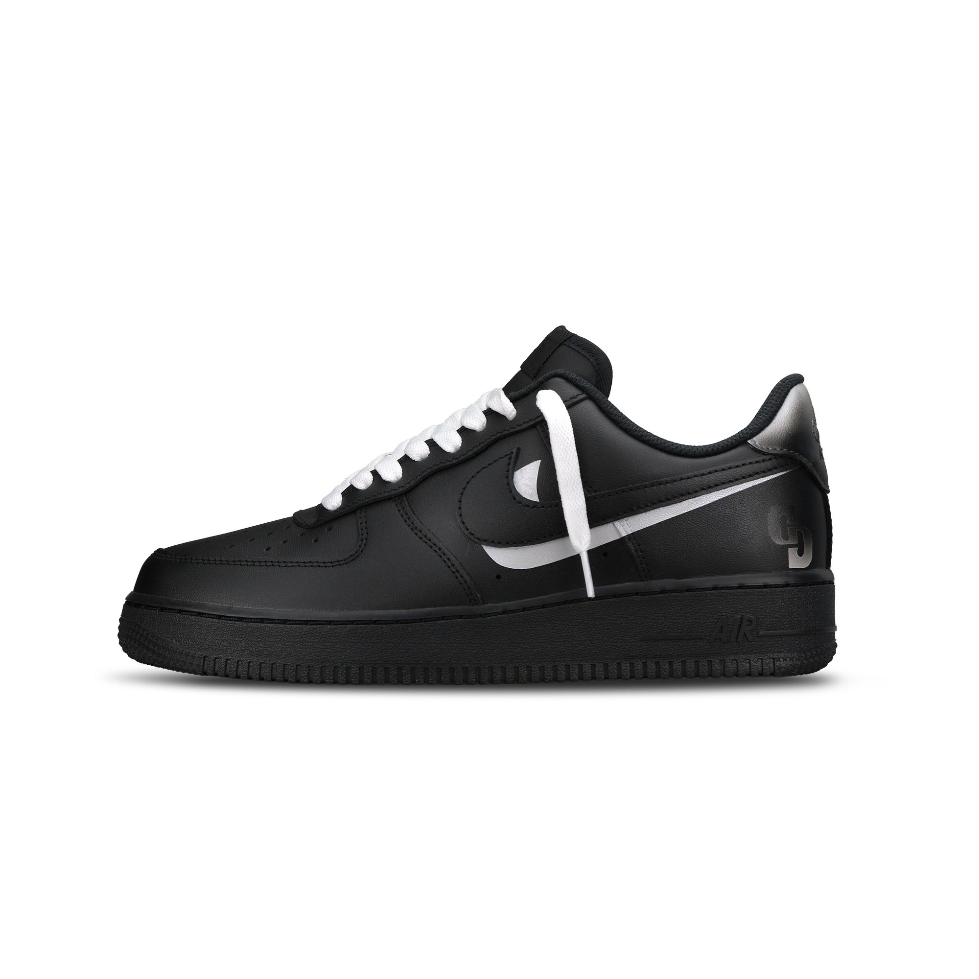 Nike Air Force 1 Low-Top Skateboard Shoes Unisex Black Silver