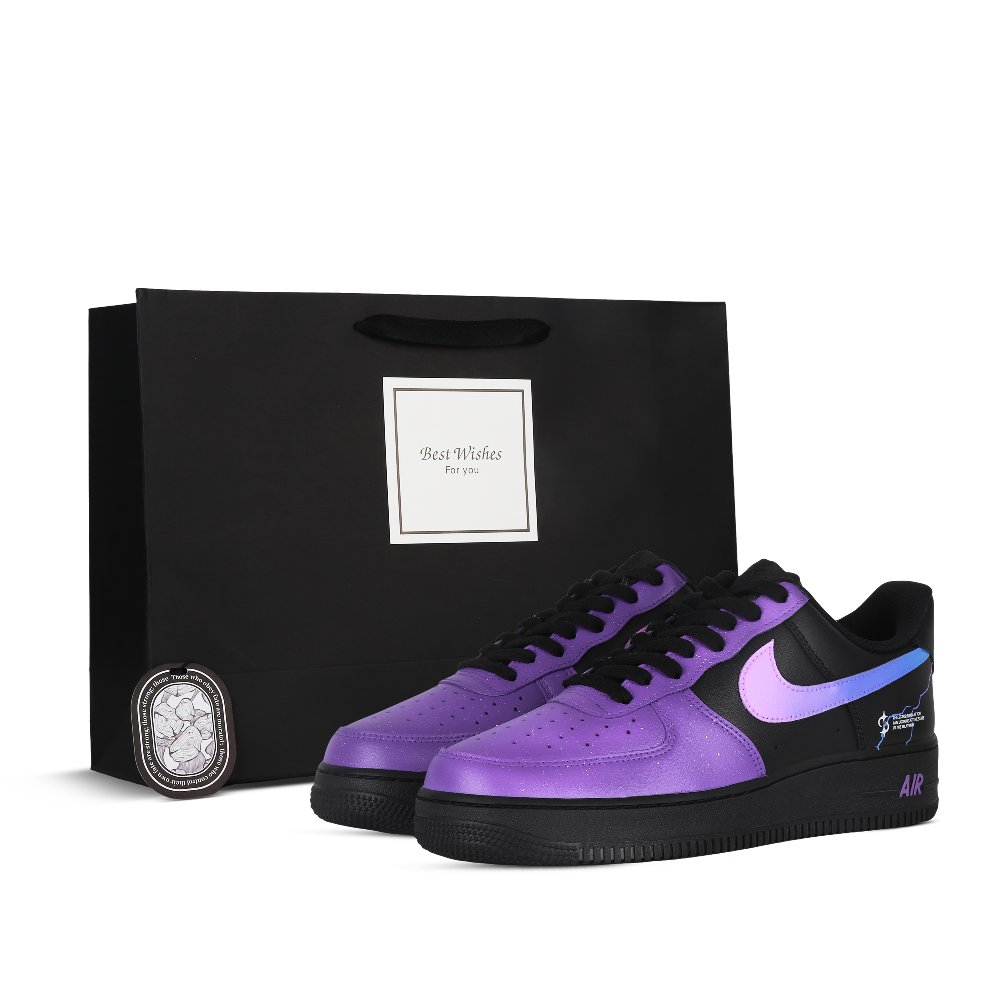Nike Air Force 1 Galaxy Falling Slip-Resistant Low-Top Skateboard Shoes Women's Black Purple