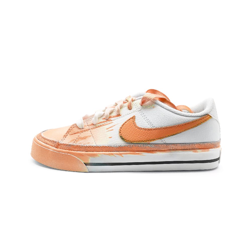 Nike Court Legacy Orange Peel Candy Abrasion Resistant Low Top Skateboard Shoes Unisex White Orange