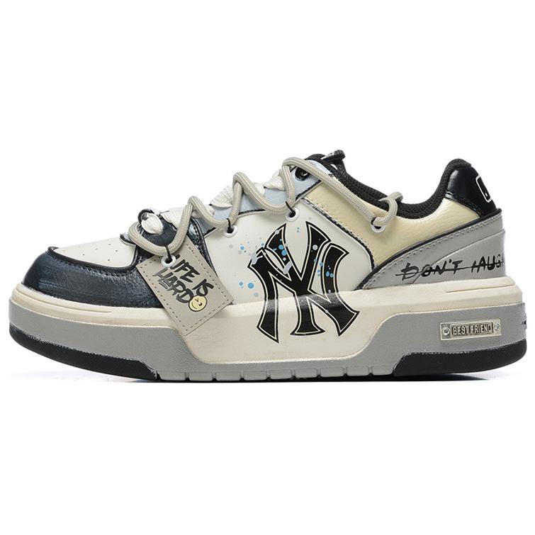 MLB Chunky Liner Anti-Slip And Wear-Resistant Height Increasing Coverage Low-Top Skateboard Shoes Unisex Black White