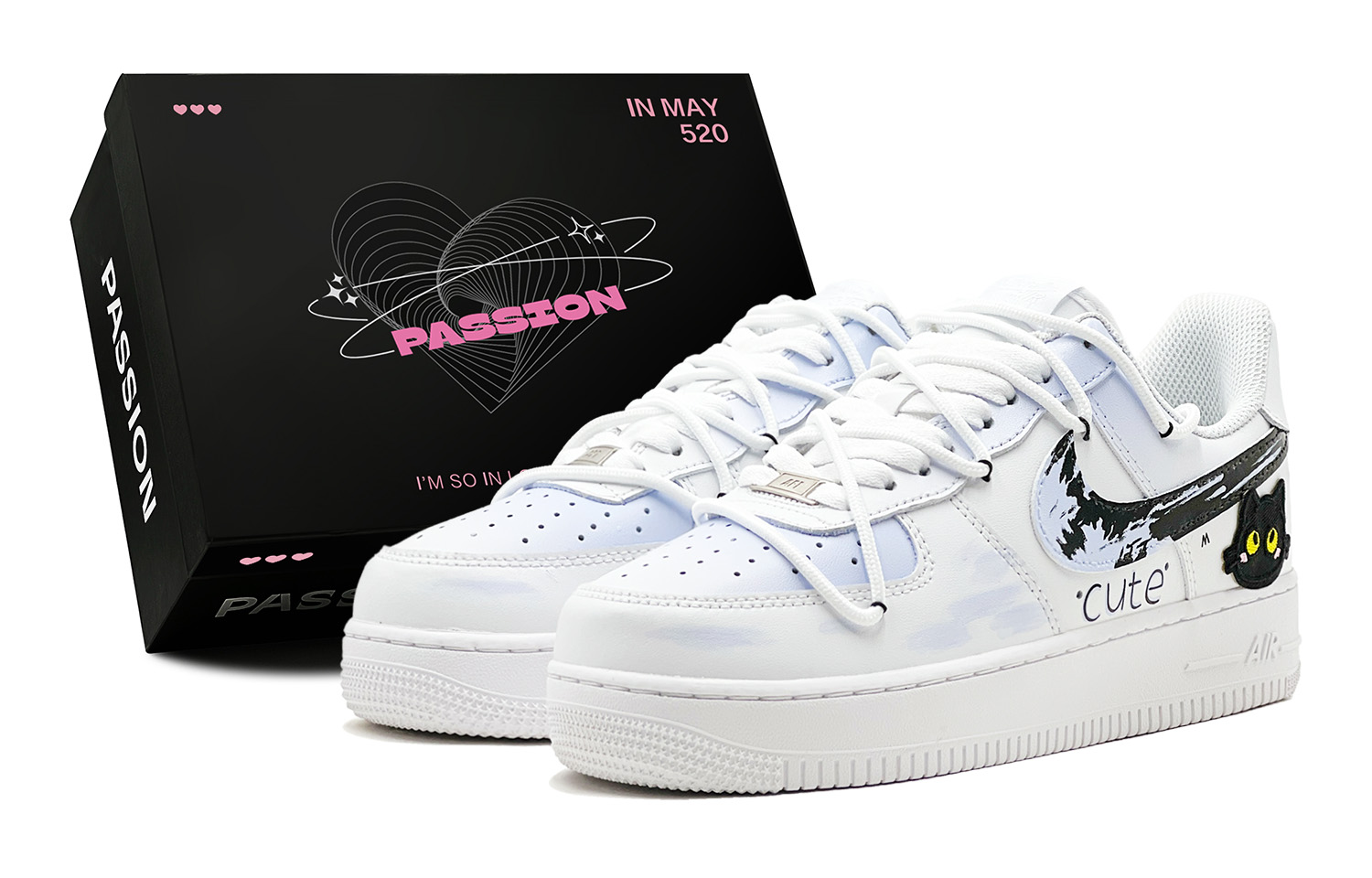 Nike Air Force 1 Skateboard Shoes Women's Low top Black