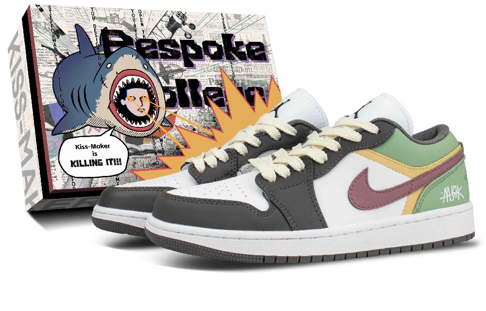 Jordan Air Jordan 1 Abrasion Resistant Low Top Vintage Basketball Shoes Unisex Black White