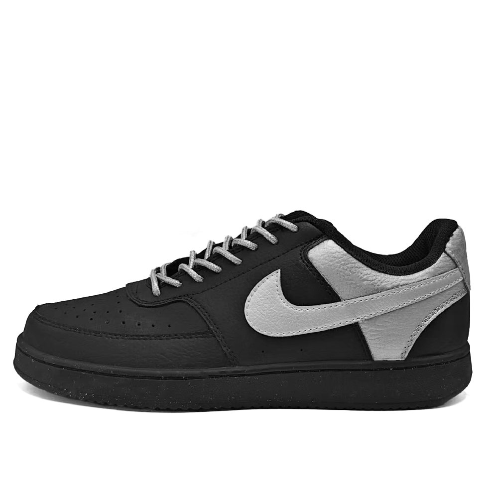 Nike Court Vision Anti-Slip Wear-Resistant Low-Top Skateboard Shoes Unisex Black Silver